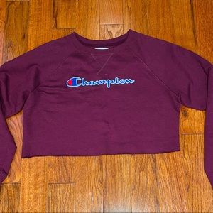 CHAMPION Sangria Plum Color Cropped Crewneck
